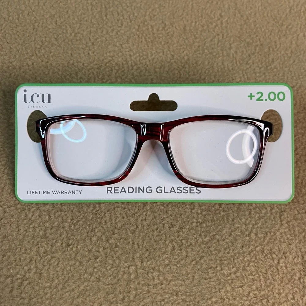 ICU‎ Eyewear Novato Reading Glasses Burgundy Tortoise Rectangular +2.00 Strength